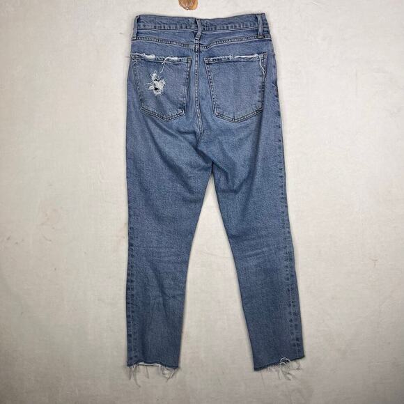 Agolde Nico high rise slim jeans lighter wash with raw hems women’s size 25 - Picture 2 of 9